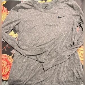 Nike Heather Gray Dri-FIT Long Sleeve Top